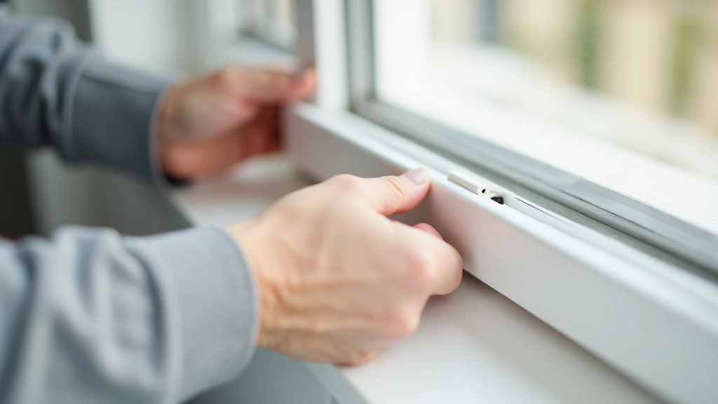 Mains appliquant un joint d'étanchéité autour d'une fenêtre en bois