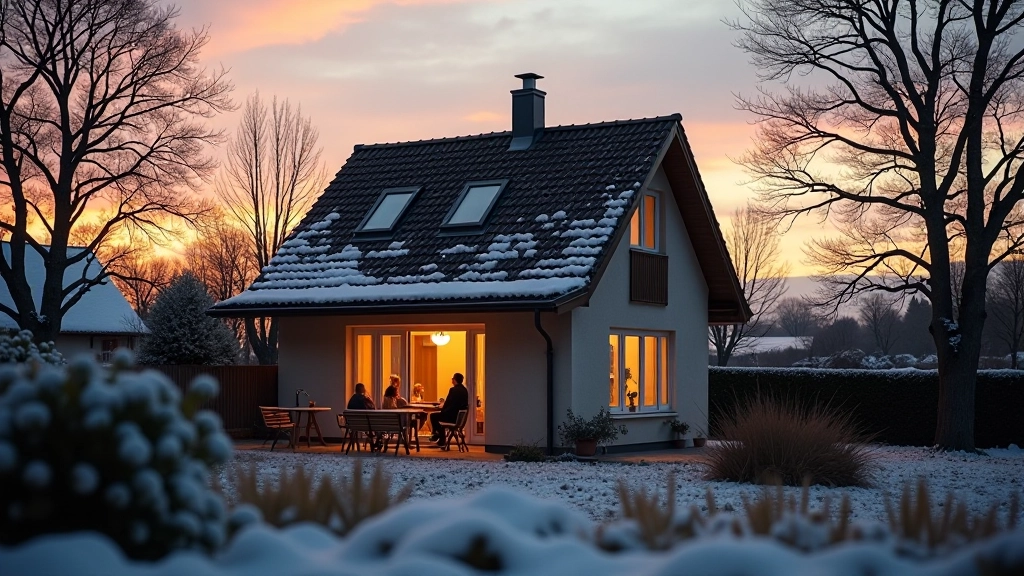 Maison française en hiver avec chauffage efficace et consommation réduite